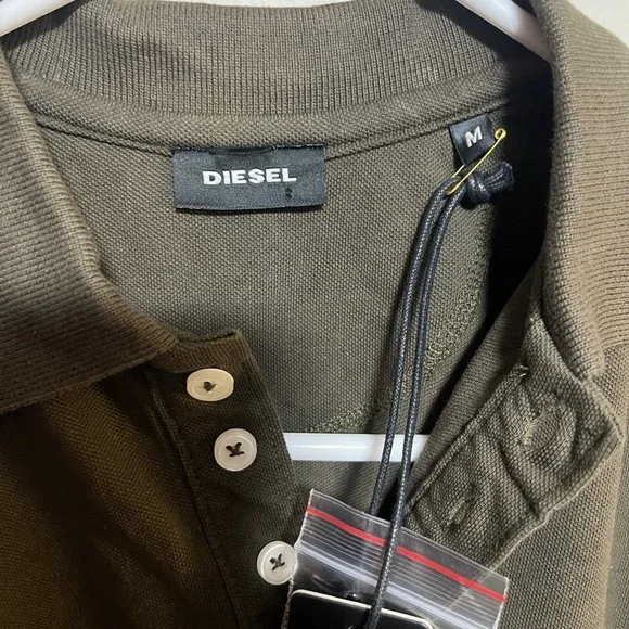 Diesel Men's Brown Polo Shirt with White Details - Picture 2 of 4